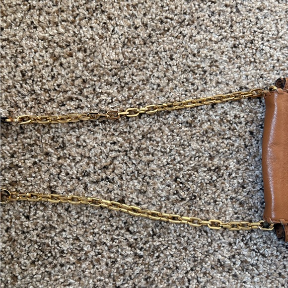 Tory Burch Brown Leather Snap Chain Mini Crossbody Clutch - Picture 7 of 7